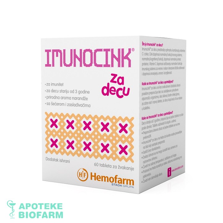 IMUNOCINK za decu TBL. 60x(5mg+60mg) Imunocink Za Decu Tbl. 60X(5Mg+60Mg)