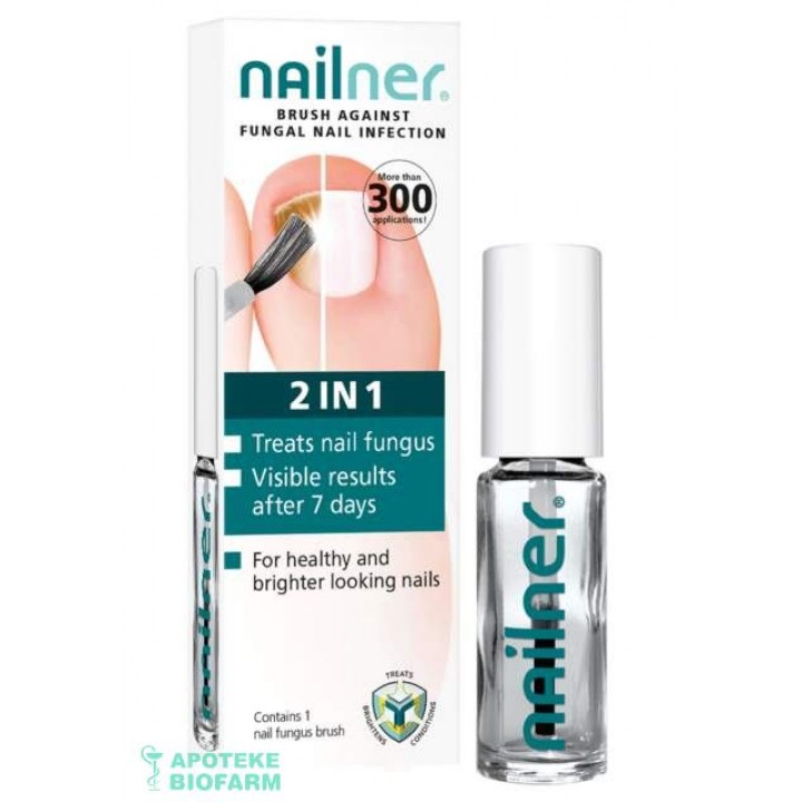 NAILNER BRUSH LAK 2 u 1 PROTIV GLJIVICA 5ML Nailner Brush Lak 2 U 1 Pr. Gljivica