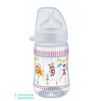 NIP FLAŠICA ŠIROKI OTVOR SA SILIKONSKOM CUCLOM 0M+ TRENDY GIRL 260ML