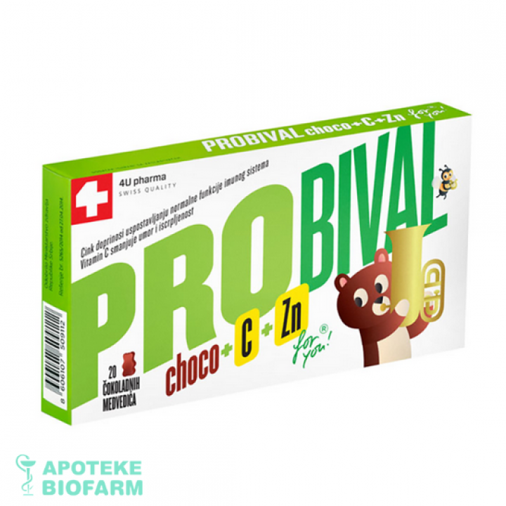 PROBIVAL CHOCO VITAMIN C + ZN MEDVEDIĆI A20 Probio Choco + C + Zn Medvedici A20