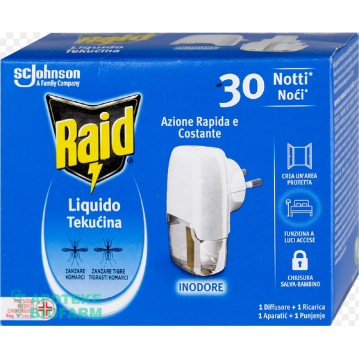 RAID APARAT ZA KOMARCE+TEČNOST 30 NOĆI Raid Aparat Za Komarce+Tec.30 Noci