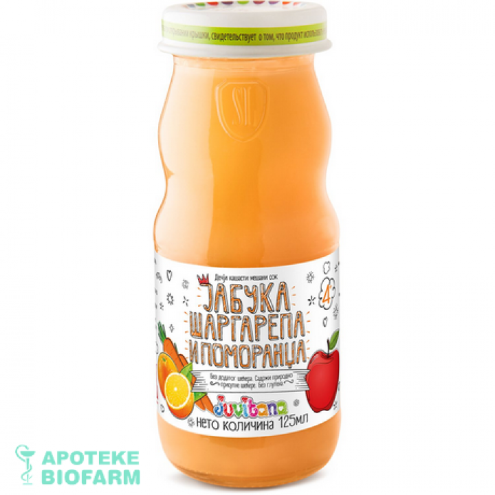 JUVITANA SOK KAŠASTI JABUKA+ŠARGAREPA+POMORANĐŽA 125ML Juvitana Sok Kasasti Jab Mrkva Pom 125Ml