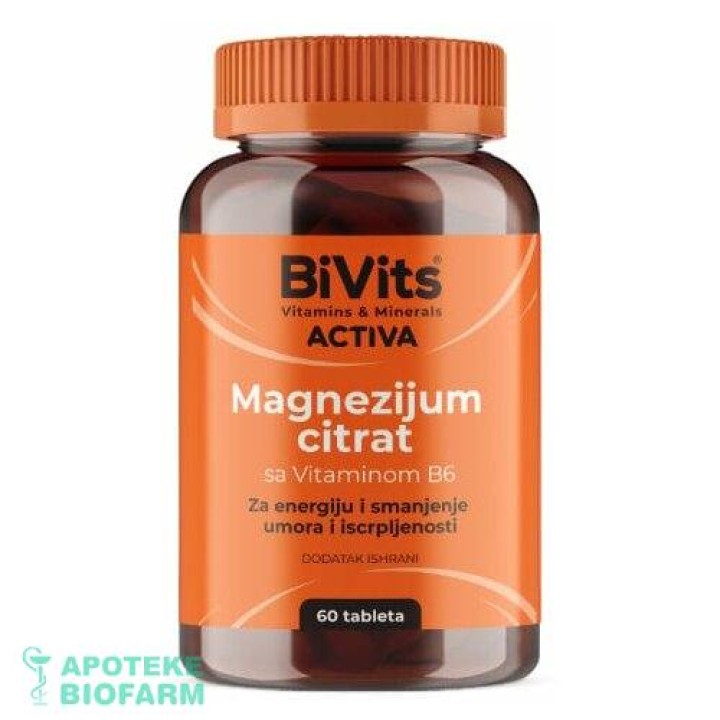 BIVITS ACTIVA MG CITRAT+B6 TABLETE A60 Bivits Activa Mg Citrat+B6 Tabl A60