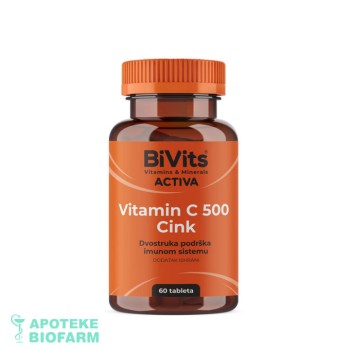 BIVITS ACTIVA VITAMIN C 500+CINK TABLETE A60 BIVITS ACTIVA VITAMIN C 500+CINK TABLETE A60