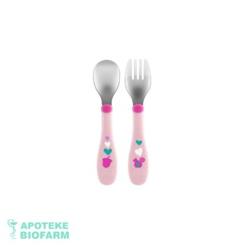 CHICCO KAŠIKA I VILJUŠKA METALNI 18M+ ROZE