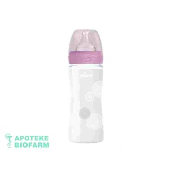 CHICCO WB FLAŠICA STAKLENA silikon, roze 240 ml