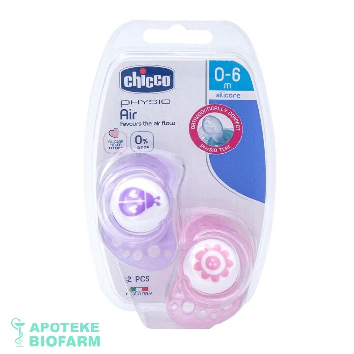 CHICCO VARALICA PHYSIO AIR silikon roze 0-6 m 2 kom Chicco Laža Physio Air Silikon Roze 0-6 M 2 Kom