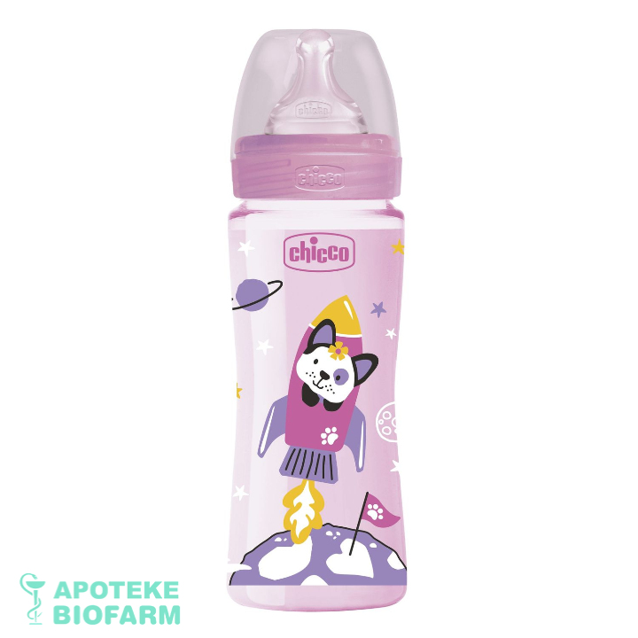 Chicco Wb Flašica Plastična Silikon, Roze 330 Ml