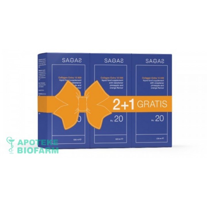 Sagas 20 Collagen Extra 15000 3X500 Mlpaket