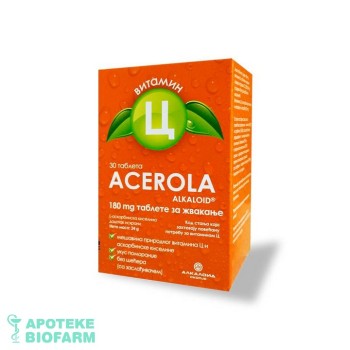ACEROLA ALKALOID ZA ODRASLE TABLETE ZA ŽVAKANJE 30X180MG ACEROLA ALKALOID ZA ODRASLE TABLETE ZA ŽVAKANJE 30X180MG
