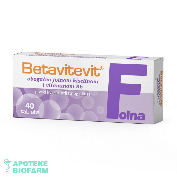 BETAVITEVIT FOLNA KISELINA+VITAMIN B6 TABLETE A40 Betavitevit Folna Kiselina+Vitamin B6 Tbl. A40