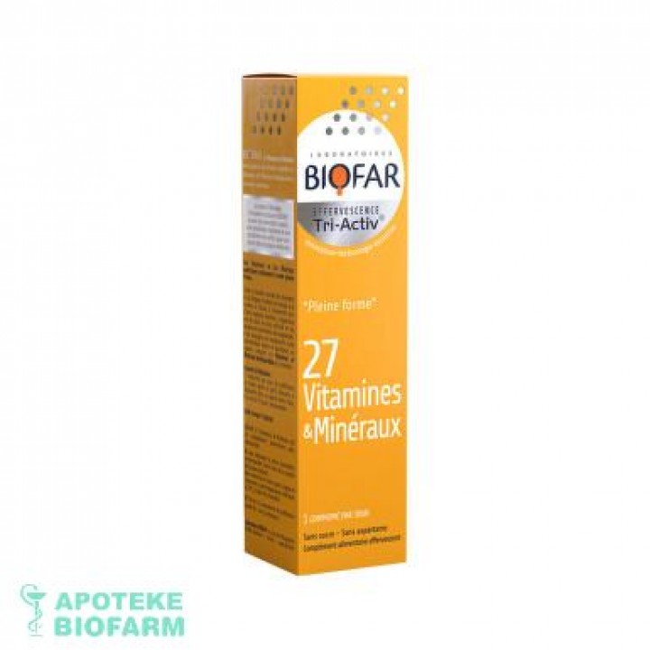 BIOFAR TRI-ACTIV 27 VITAMINA I MINERALA ŠUMEĆE TABLETE A15 Biofar Eff Tri-Activ 27 Vitamina I Minerala A15