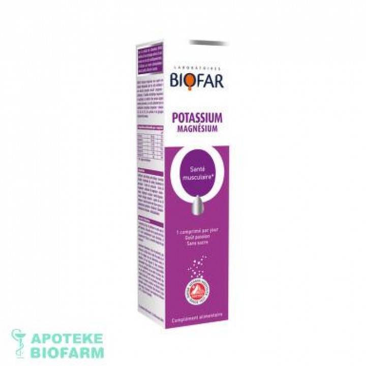 BIOFAR KALIJUM+MAGNEZIJUM+B1+B2 ŠUMEĆE TABLETE A20 Biofar Eff Kalijum+Magnezijum+B1+B2 A20