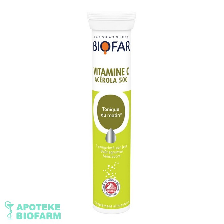 BIOFAR VITAMIN C ACEROLA 500 ŠUMEĆE TABLETE A20 Biofar Eff Vitamin C Acerola 500 A20